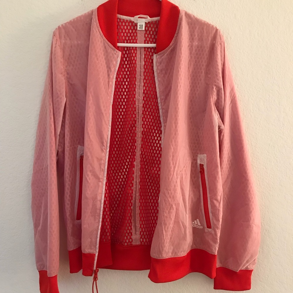 Adidas Orange Mesh Track Jacket w/ open back